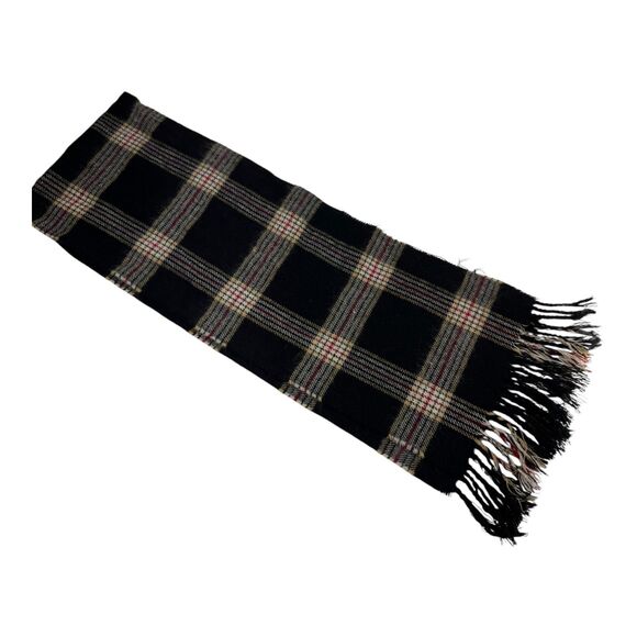 London Fog Black Cream Red Plaid Scarf 8" x 56" Classic Tartan Checkered Warm - Picture 2 of 6